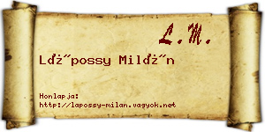 Lápossy Milán névjegykártya